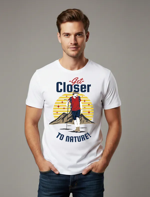 Get_Closer_to_Nature_White_Half_sleeve_printed_T-shirt