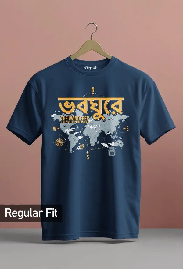 Voboghure_Navy_Blue_Half_sleeve_printed_T-shirt
