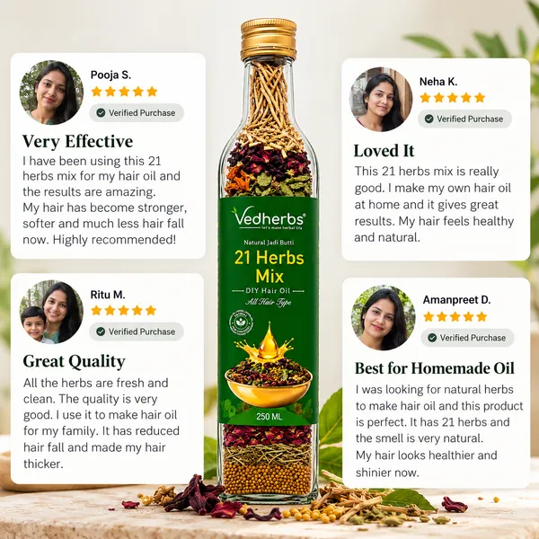 21_Herbal_Hair_Oil_Mix_For_250ml_|_Does_NOT_Include_Oil_|_Ayurvedic_Herbs_for_Long,_Thick_&_Lustrous_Hair_|_DIY_Oil_Infusion_for_Scalp_&_Hair_Care_