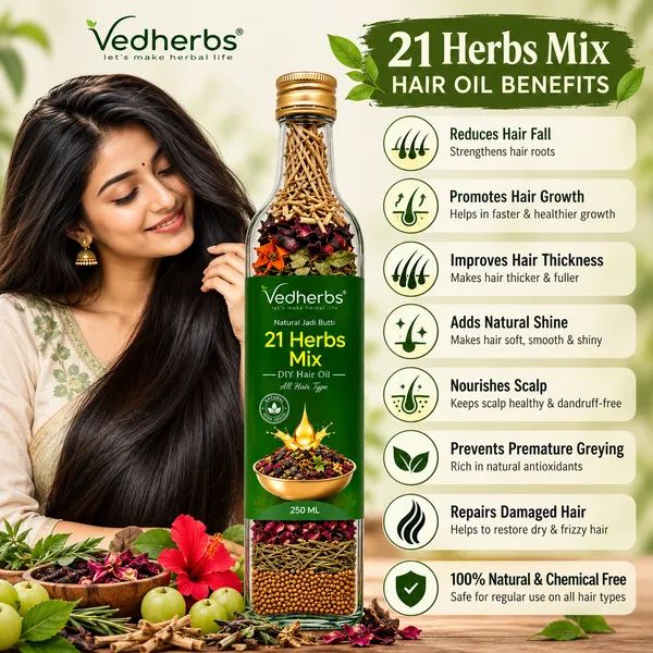 21_Herbal_Hair_Oil_Mix_For_250ml_|_Does_NOT_Include_Oil_|_Ayurvedic_Herbs_for_Long,_Thick_&_Lustrous_Hair_|_DIY_Oil_Infusion_for_Scalp_&_Hair_Care_