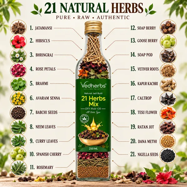 21_Herbal_Hair_Oil_Mix_For_250ml_|_Does_NOT_Include_Oil_|_Ayurvedic_Herbs_for_Long,_Thick_&_Lustrous_Hair_|_DIY_Oil_Infusion_for_Scalp_&_Hair_Care_