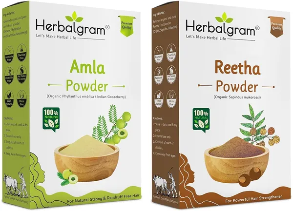 Pack_of_2_Natural_Amla_Powder_&_Reetha_Powder_Combo_100G_Each_For_Hair_(200_G)