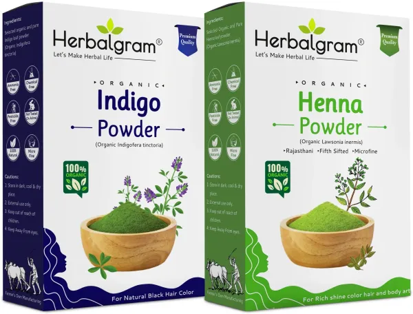 100%_Organic_Indigo_Powder_And_Pure_Henna_Powder_Combo_Pack_For_Black_Hair_Color_(200_G)