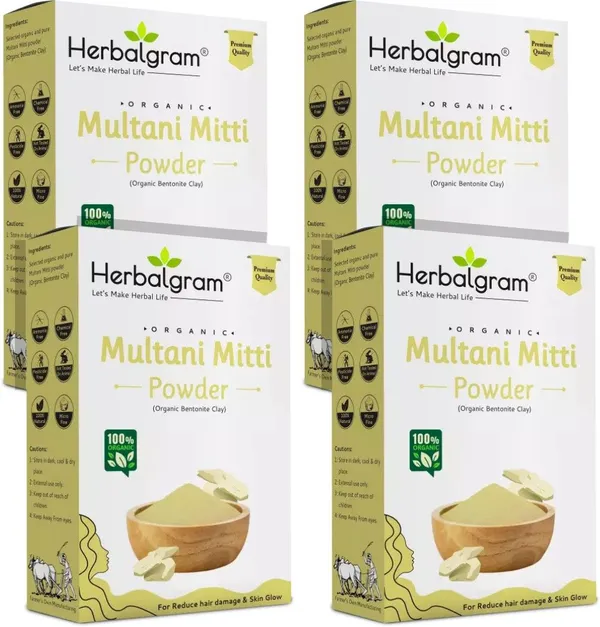 Pack_of_4_100%_Pure_Natural_&_Organic_Multani_Mitti_Powder_For_Skin_&_Hair_Care_(400_G)_(Pack_Of_4)