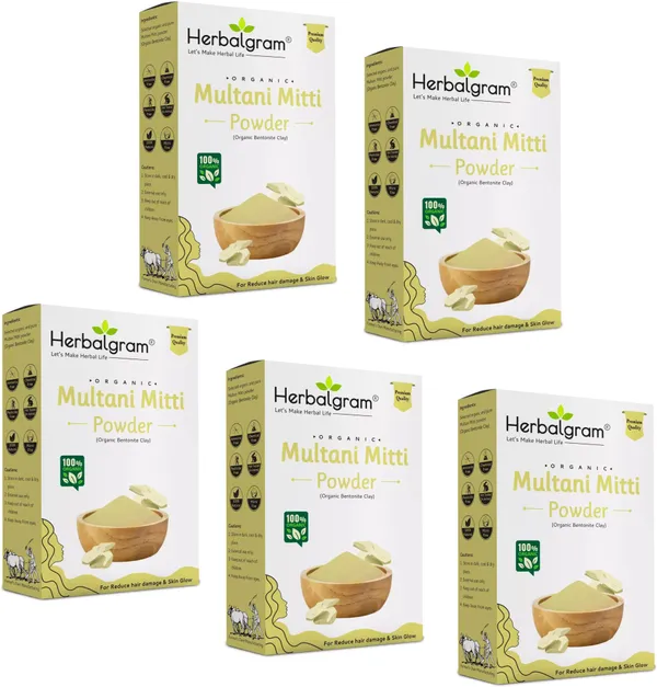 Pack_of_5_100%_Pure_Natural_&_Organic_Multani_Mitti_Powder_For_Skin_&_Hair_Care_(500_G)_(Pack_Of_5)