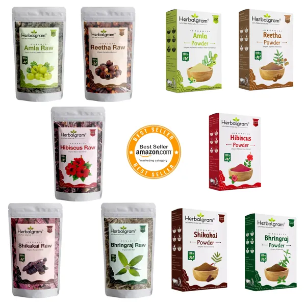 Pack_Of_10_Powder_and_Raw_Amla_Reetha_Shikakai_Hibisucs_Bhringraj_Powder_500gm_and_Raw_500gm