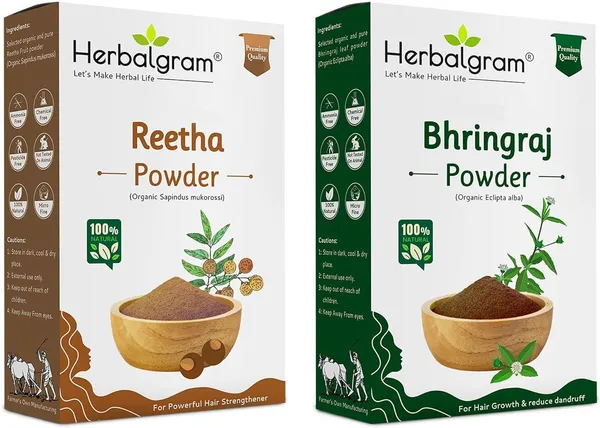Pack_of_2_Reetha_&_Bhringraj_Powder_Combo_200Gm_Natural_Ayurvedic_Hair_Care_(200_G)