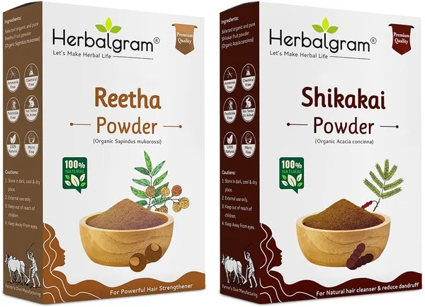 Pack_of_2_Reetha_&_Shikakai_Powder_Natural_Ayurvedic_Hair_Cleanser_Conditioner_For_Strong_(200_G)