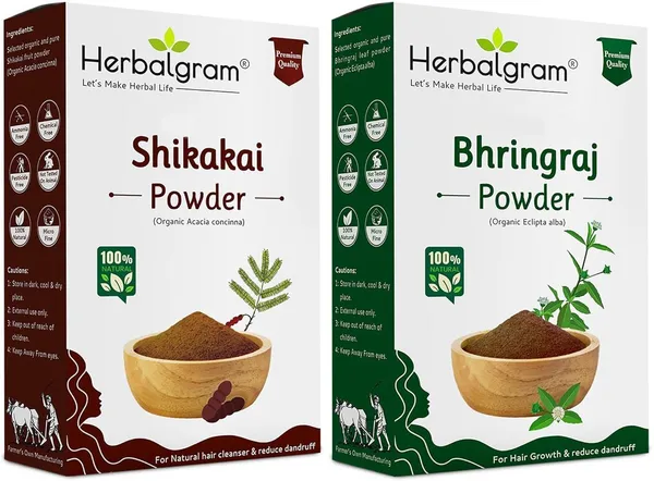 Pack_of_2_Shikakai_&_Bhringraj_Powder_Herbal_Combo_Ayurvedic_Growth_Booster_For_Hair_(200_G)