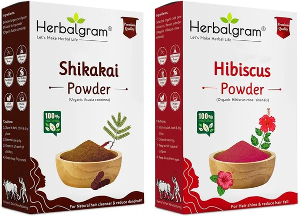 Pack_of_2_Shikakai_&_Hibiscus_Powder_200Gm_Natural_Hair_Care_Combo_Herbal_Cleanser_(200_G)