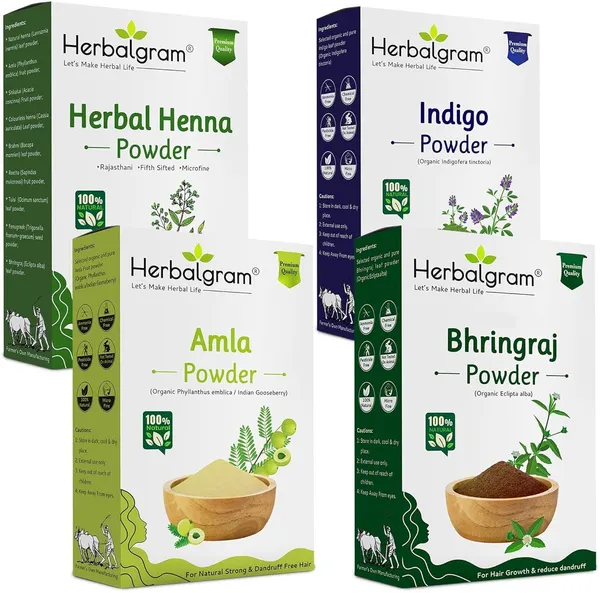 Pack_of_4_Amla_Indigo_Pure_Henna_Bhringraj_Powder_For_Hair_Care_&_Shine_Pure_Combo_Pack_Of_4_(400_G)