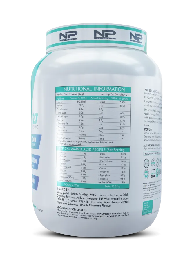 NutroPact_Premium_Whey_Protein_Iso-Blend_|_Double_Chocolate_Flavor_|_Added_Digestive_Enzyme_|_24Gm_Protein_|_2Lbs_|_Hormone_Free_|_Easy_Mix_(3-4_Shakes_without_Shaker_Ball)