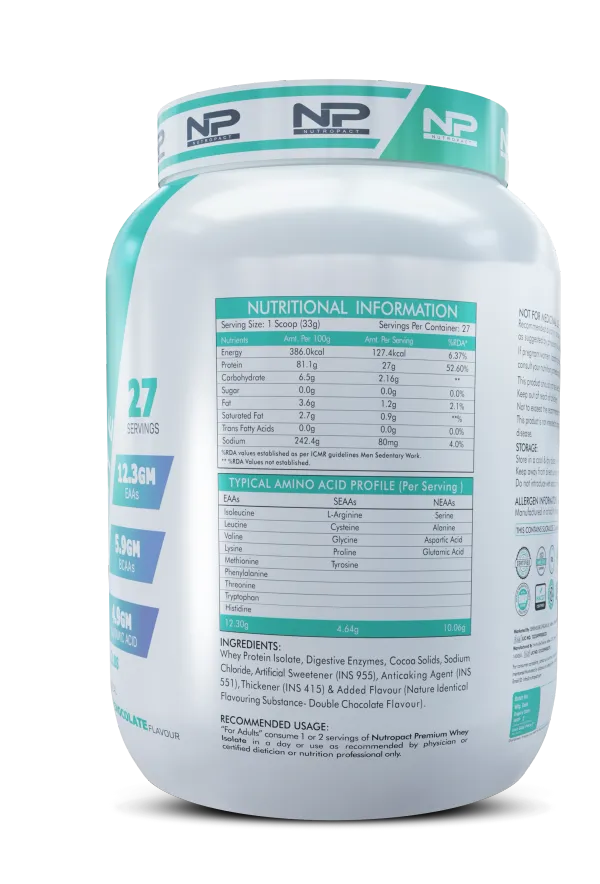 NutroPact_Premium_Whey_Protein_Isolate_|_Double_Chocolate_Flavor_|_Added_Digestive_Enzyme_|_27Gm_Protein_|_2Lbs_|_Hormone_Free_|_Easy_Mix_(3-4_Shakes_without_Shaker_Ball)_|_4.9Gm_Glutamic_Acid