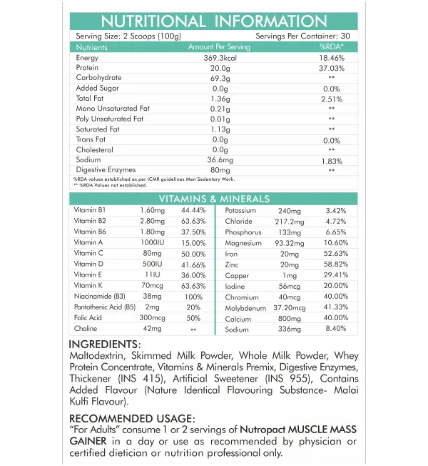 NutroPact_Muscle_Mass_Gainer_With_Multivitamins_and_Minerals_|Malai_Kulfi_Flavor_|_20Gm_Protein_|_Added_Digestive_Enzymes_|_Perfect_Protein_Carb_Ratio