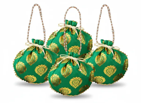 Bail_Round_Potli_Bag_with_Pearl_Beaded_Handle_Green-_Pack_of_4