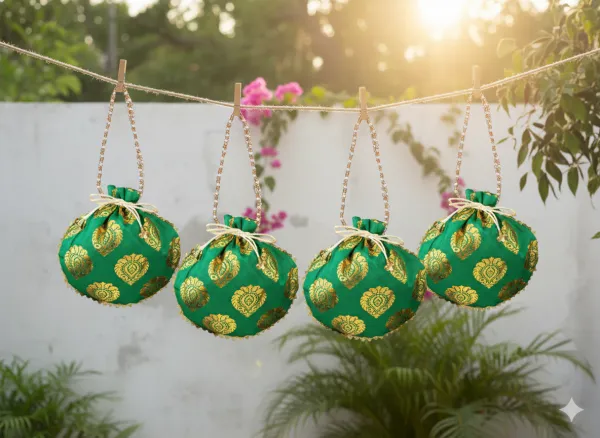 Bail_Round_Potli_Bag_with_Pearl_Beaded_Handle_Green-_Pack_of_4