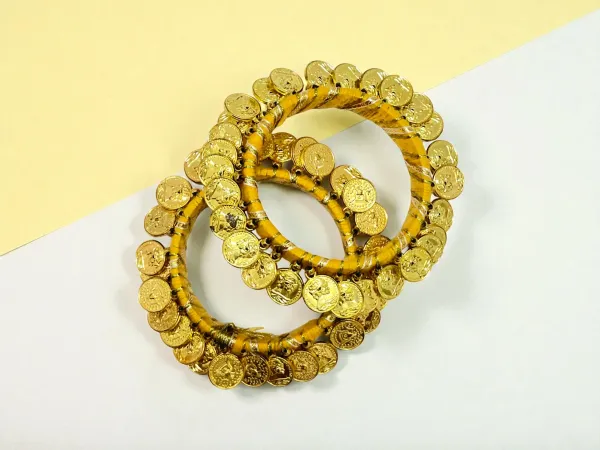 Golden_Coin_Wedding_Favour_Bangles_Pairs