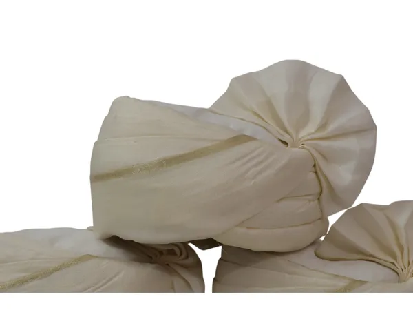 Cream_Baraati_Pagdi_With_Golden_Border_(Pack_Of_10)