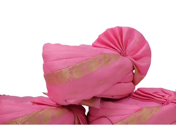 Pink_Baraati_Pagdi_With_Golden_Border_(Pack_Of_10)