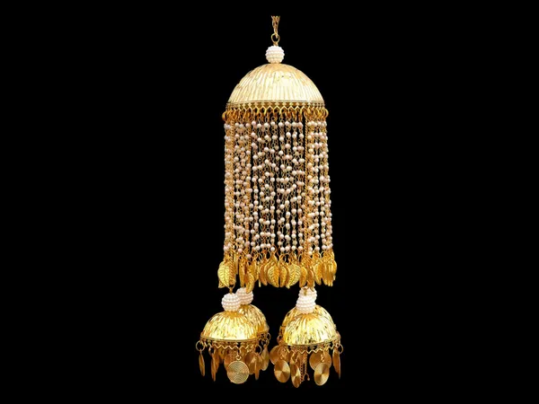 Riwaz_Golden_Bridal_Kaleera_With_Multi-Layer_Pearl_Strands_And_Dome_Charms