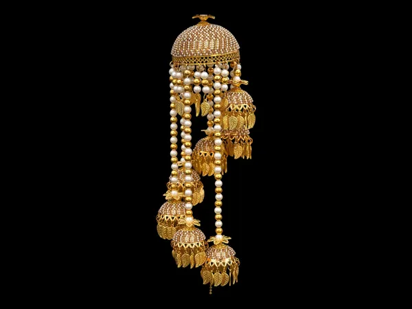 Chandelier_Bridal_Kaleera_With_Multi_Dome_Pearl_Chains_And_Leaf_Tassels