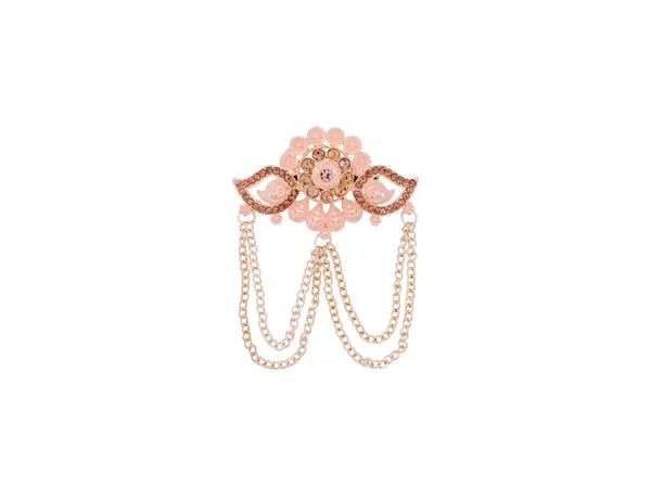 Floral_Designer_Groom's_Brooch_With_Dual_Chain_-_Peach