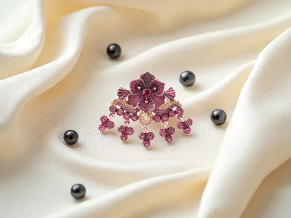 Floral_Groom's_Brooch_With_Beaded_Danglers