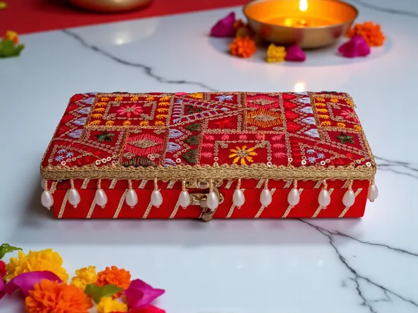 Phulkari_Handcrafted_Cash_Box-_Maroon