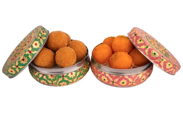 Handcrafted_Meenakari_Steel_Ladoo_Box_|_Pink-Green_(Medium)