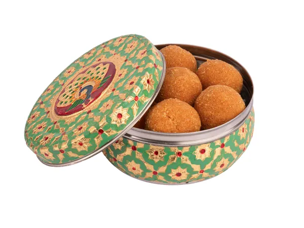 Handcrafted_Meenakari_Steel_Laddoo_Box_|_Green_(Pack_Of_3)