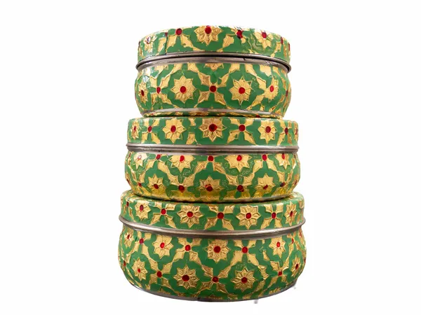 Handcrafted_Meenakari_Steel_Laddoo_Box_|_Green_(Pack_Of_3)