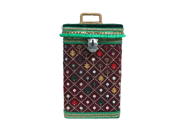Zardozi_Handcrafted_Square_Container_-_Maroon