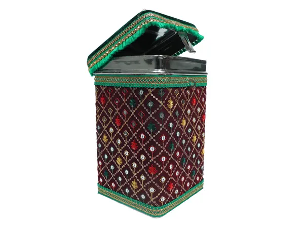 Zardozi_Handcrafted_Square_Container_-_Maroon