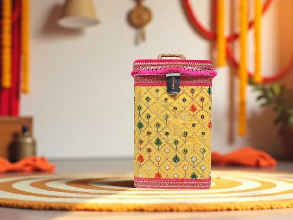 Zardozi_Handcrafted_Square_Container_-_Yellow