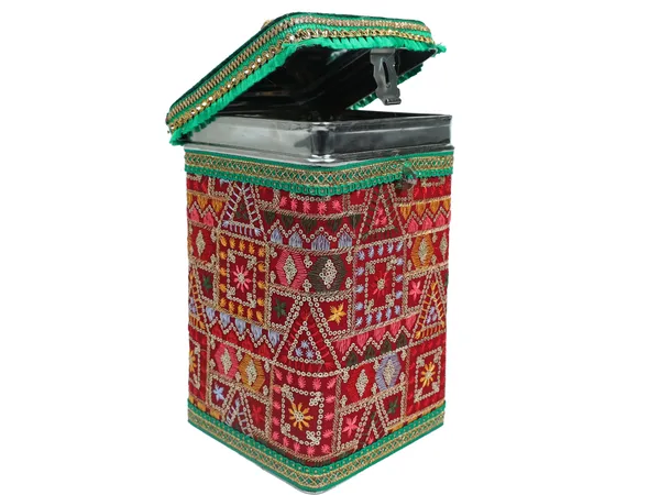 Phulkari_Handcrafted_Square_Container_-_Maroon