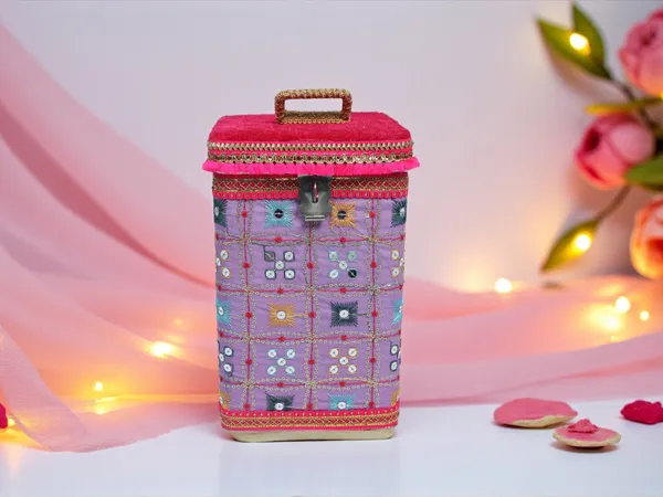 Rajwada_Handcrafted_Square_Container_-_Lavender