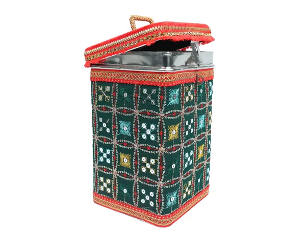 Rajwada_Handcrafted_Square_Container_-_Green
