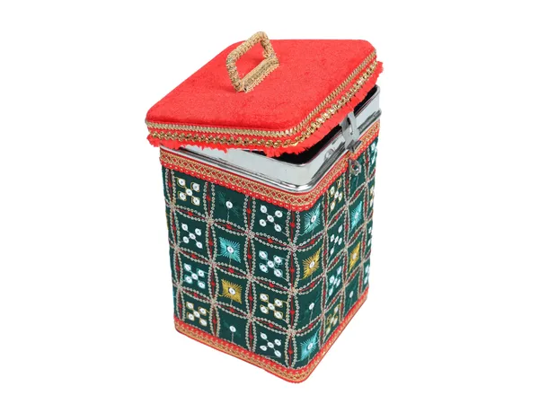 Rajwada_Handcrafted_Square_Container_-_Green