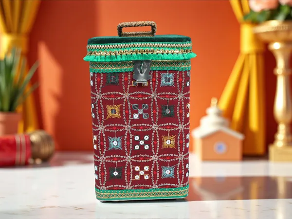 Rajwada_Handcrafted_Square_Container_-_Maroon