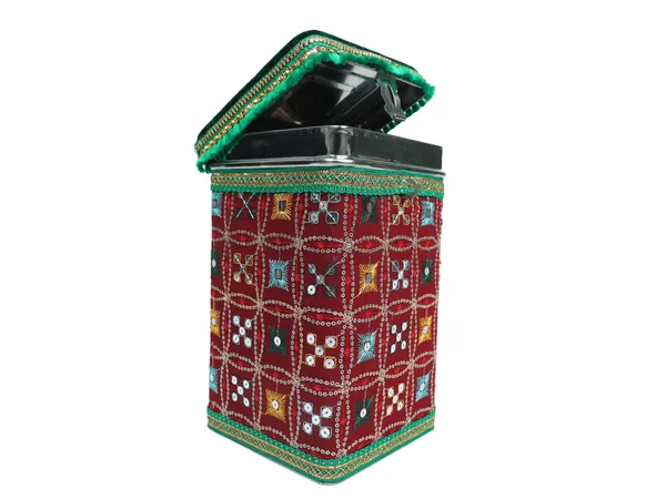 Rajwada_Handcrafted_Square_Container_-_Maroon