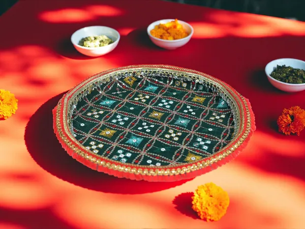 Rajwada_Handcrafted_Thaal_-_Green