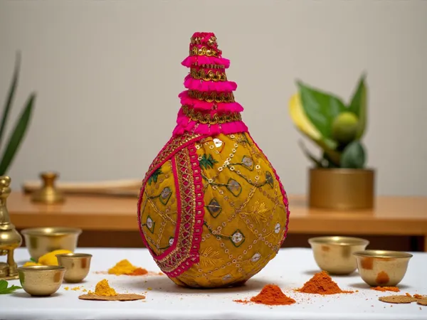 Zardozi_Handcrafted_Nariyal_-_Yellow