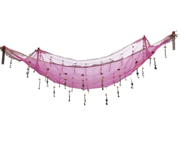 Pink_Net_&_Hanging_Beaded_Tassels_Bridal_Entry_Chadar