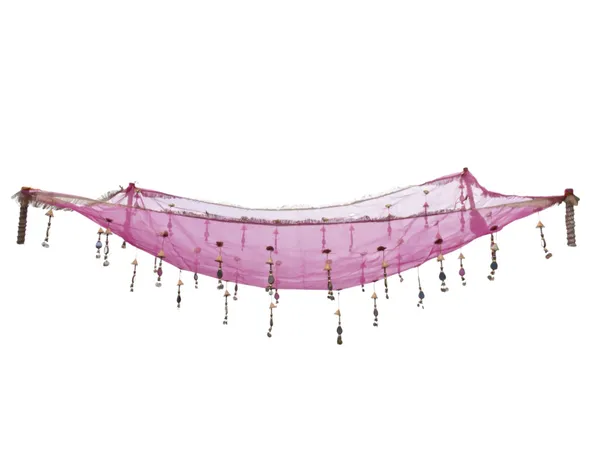 Pink_Net_&_Hanging_Beaded_Tassels_Bridal_Entry_Chadar