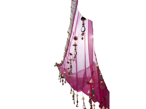 Pink_Net_&_Hanging_Beaded_Tassels_Bridal_Entry_Chadar