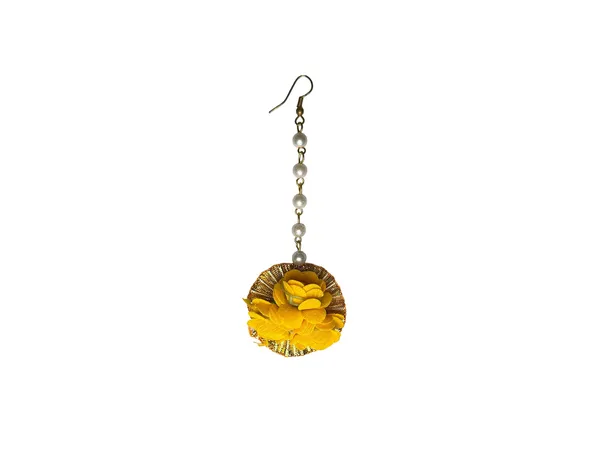 Yellow_Floral_Maangtika_With_Pearls