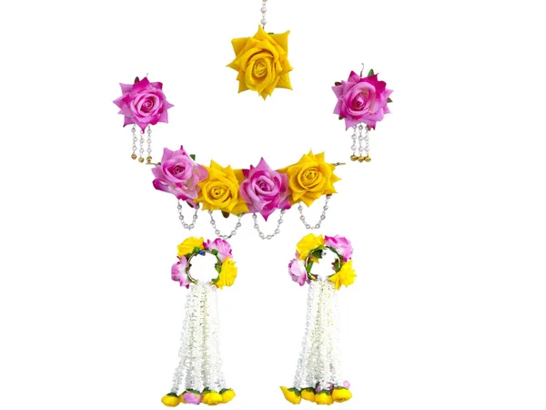Pink-Yellow_Rose_Floral_Jewellery_Set