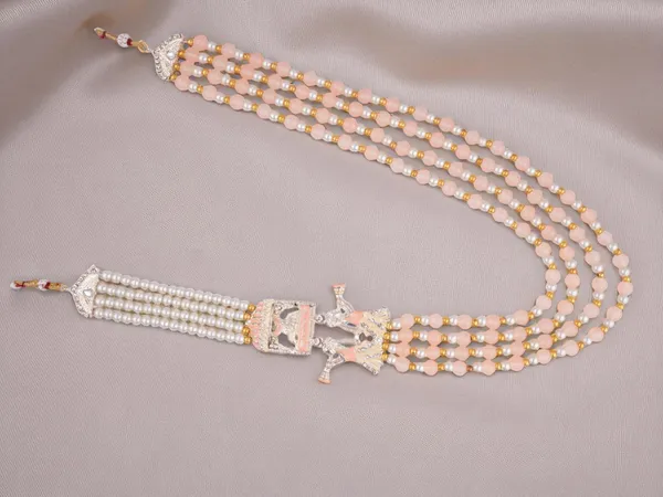 Multi-Layer_Peach_Bead_Grooms_Mala_With_Shehnai_Pendant