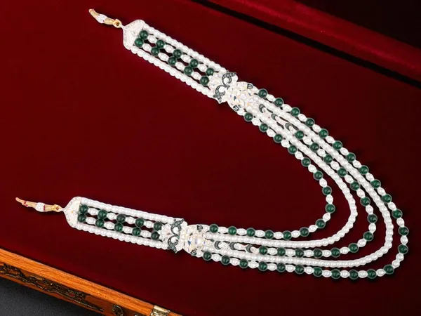 Royal_Green_Bead_&_Pearl_Multi-Layer_Groom_Mala_With_Kundan_Accents