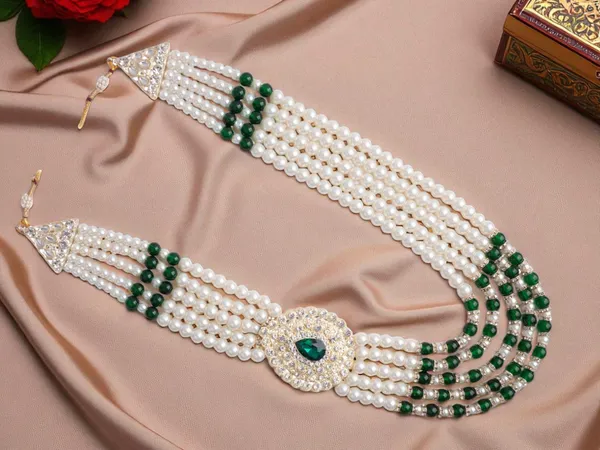 Subtle_Pearl_&_Bead_Grooms_Mala_With_Statement_Pendant_-_Green